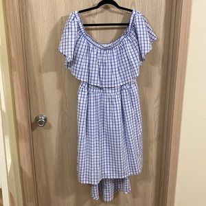 Blue Gingham High Low Dress